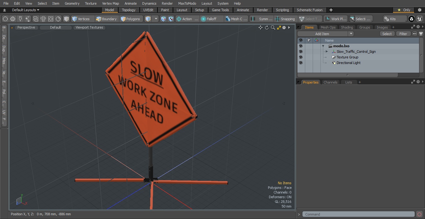 3D model Slow Traffic Control Sign