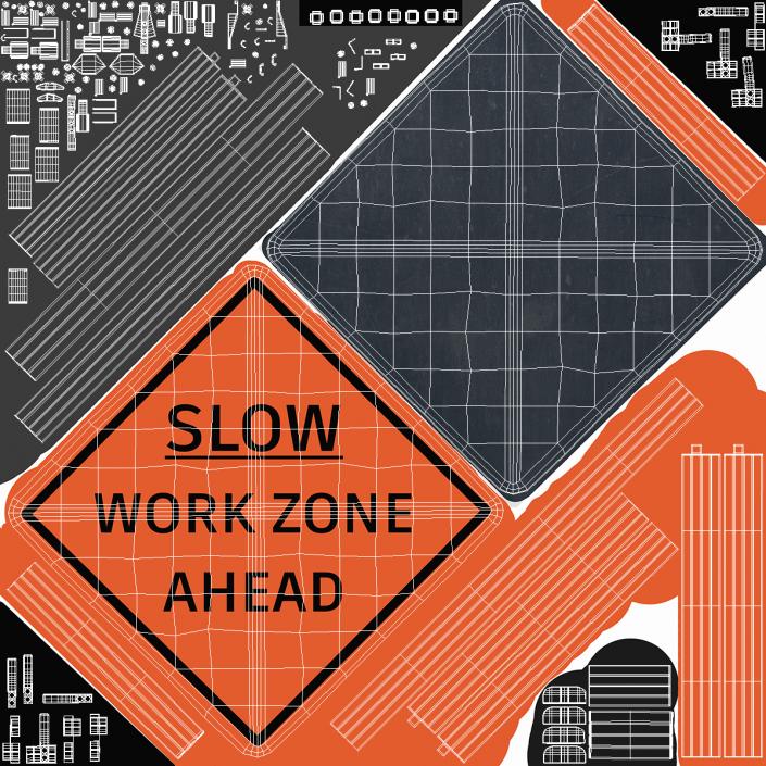 3D model Slow Traffic Control Sign