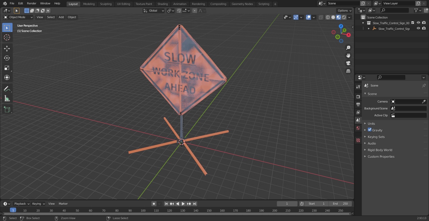 3D model Slow Traffic Control Sign