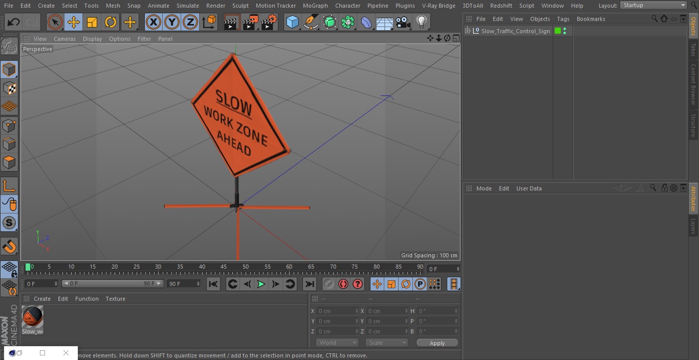 3D model Slow Traffic Control Sign