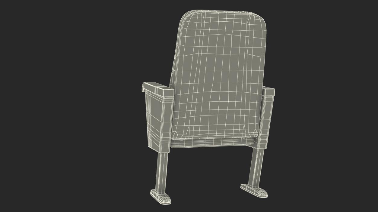 Folding Auditorium Chair Blue 3D model