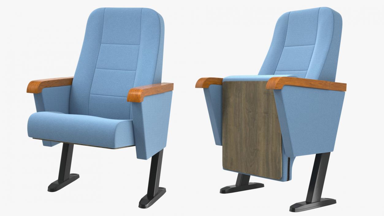 Folding Auditorium Chair Blue 3D model