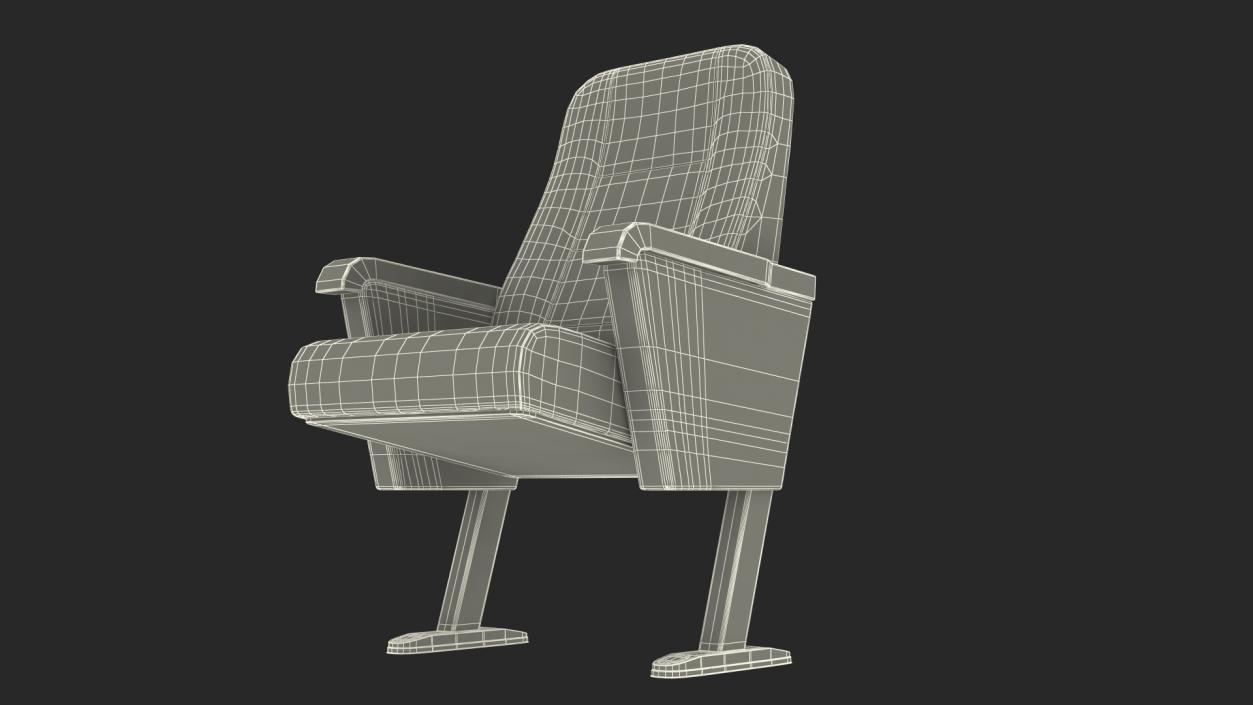 Folding Auditorium Chair Blue 3D model