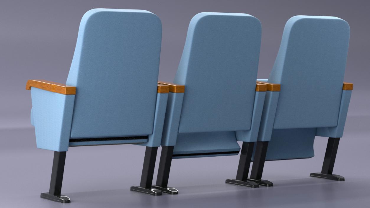 Folding Auditorium Chair Blue 3D model