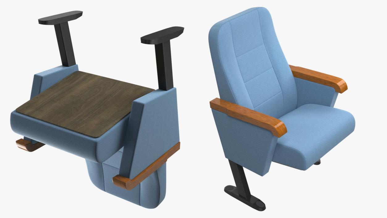 Folding Auditorium Chair Blue 3D model