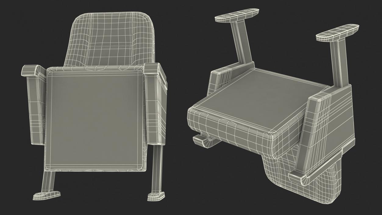 Folding Auditorium Chair Blue 3D model