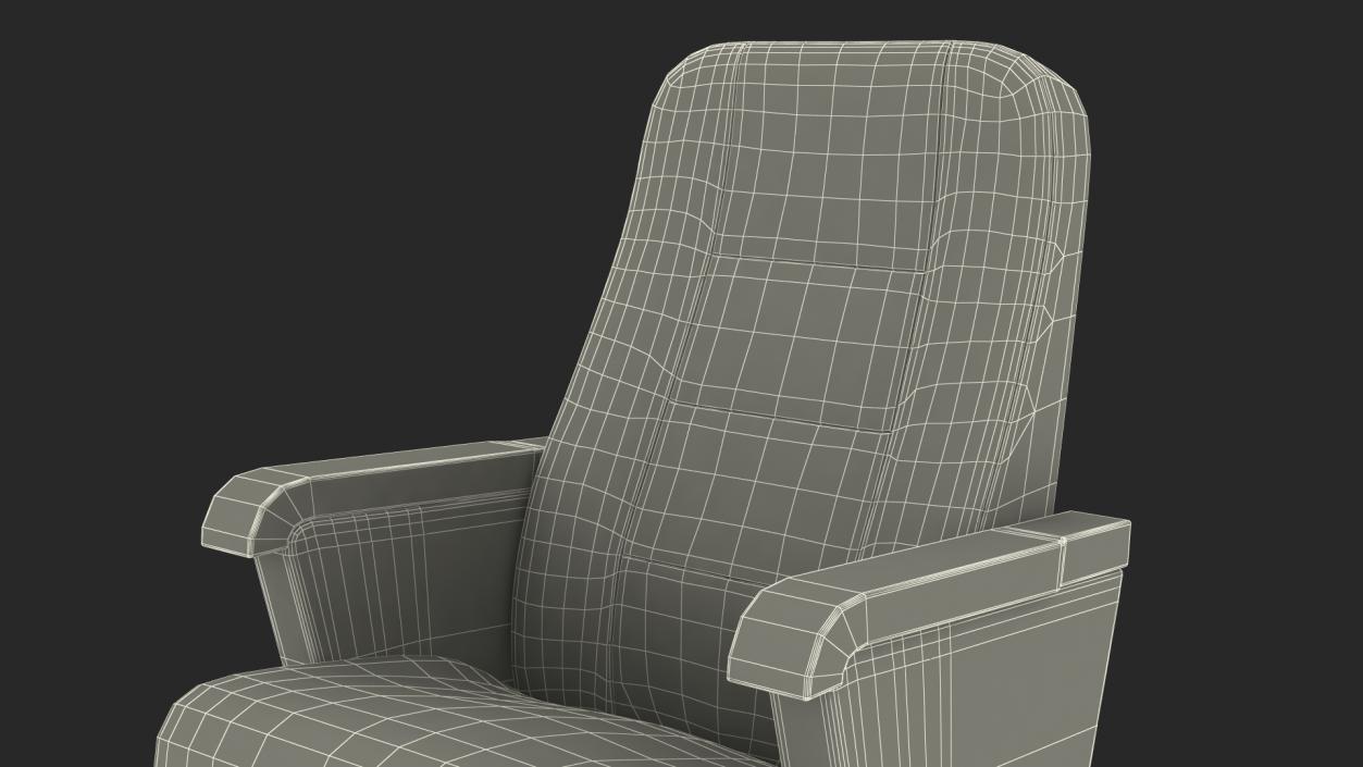 Folding Auditorium Chair Blue 3D model