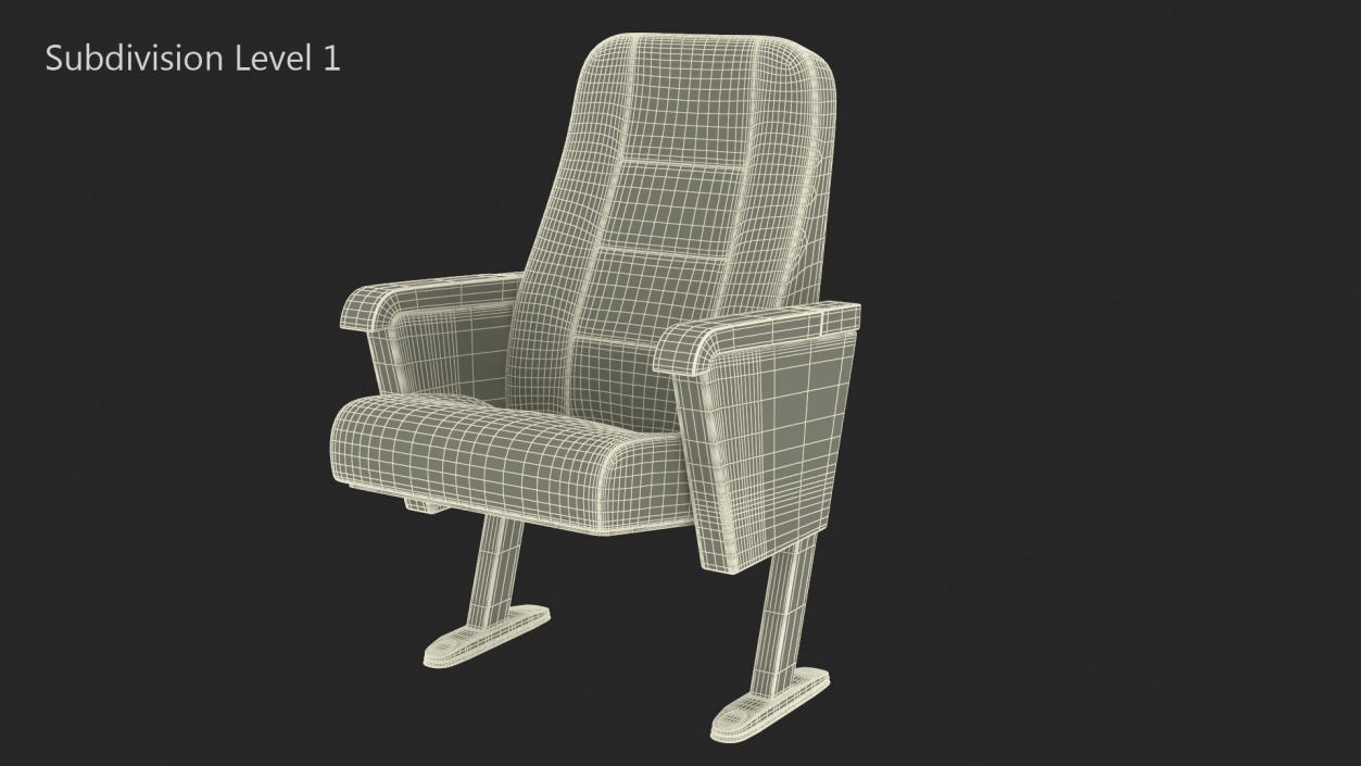 Folding Auditorium Chair Blue 3D model