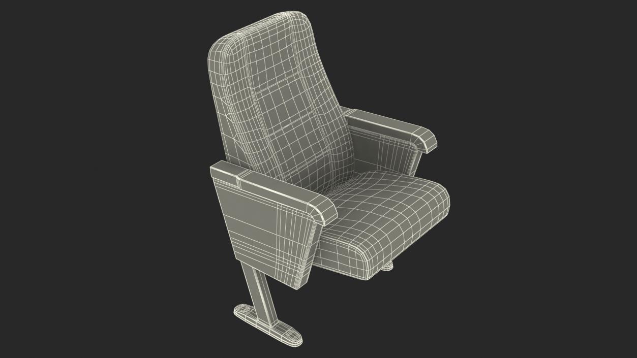 Folding Auditorium Chair Blue 3D model