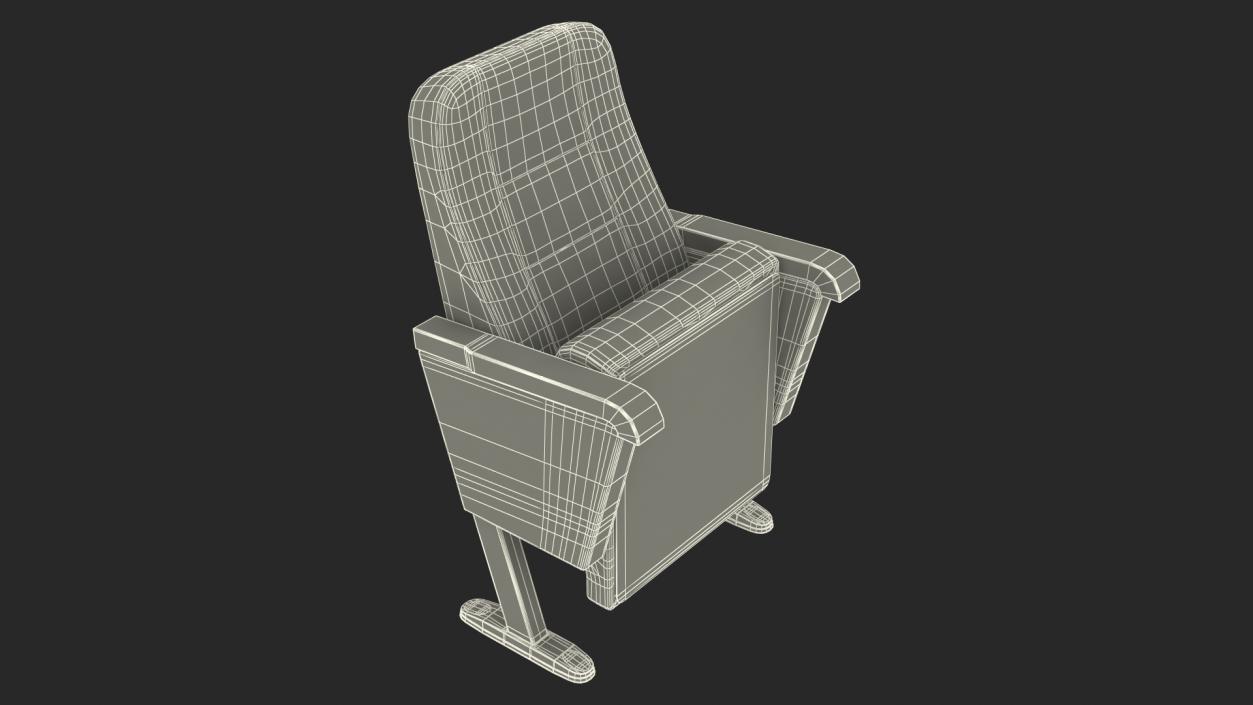 Folding Auditorium Chair Blue 3D model