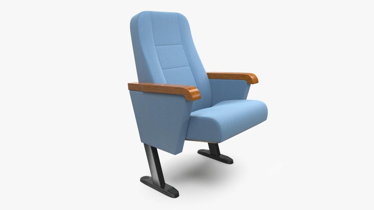 Folding Auditorium Chair Blue 3D model