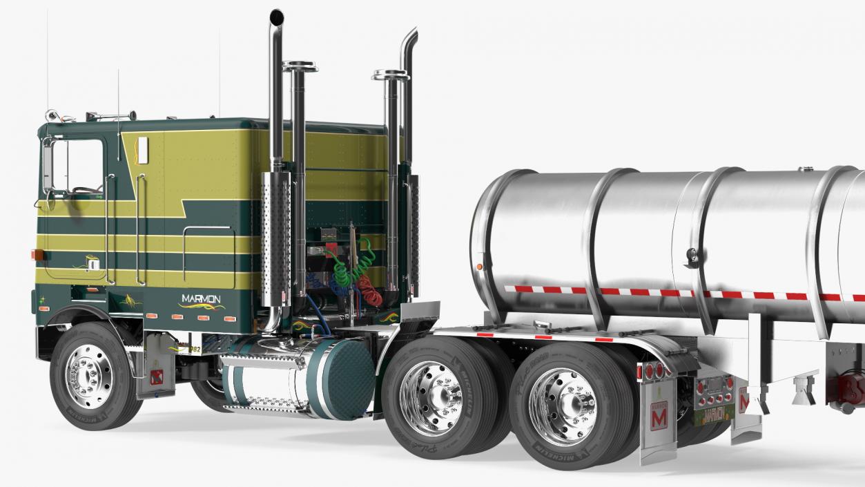 Marmon Truck with Tanker Trailer Rigged 3D model