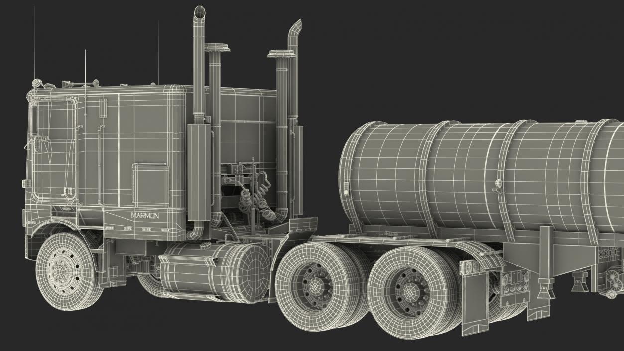 Marmon Truck with Tanker Trailer Rigged 3D model