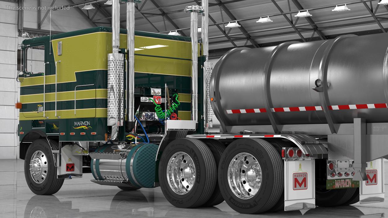 Marmon Truck with Tanker Trailer Rigged 3D model