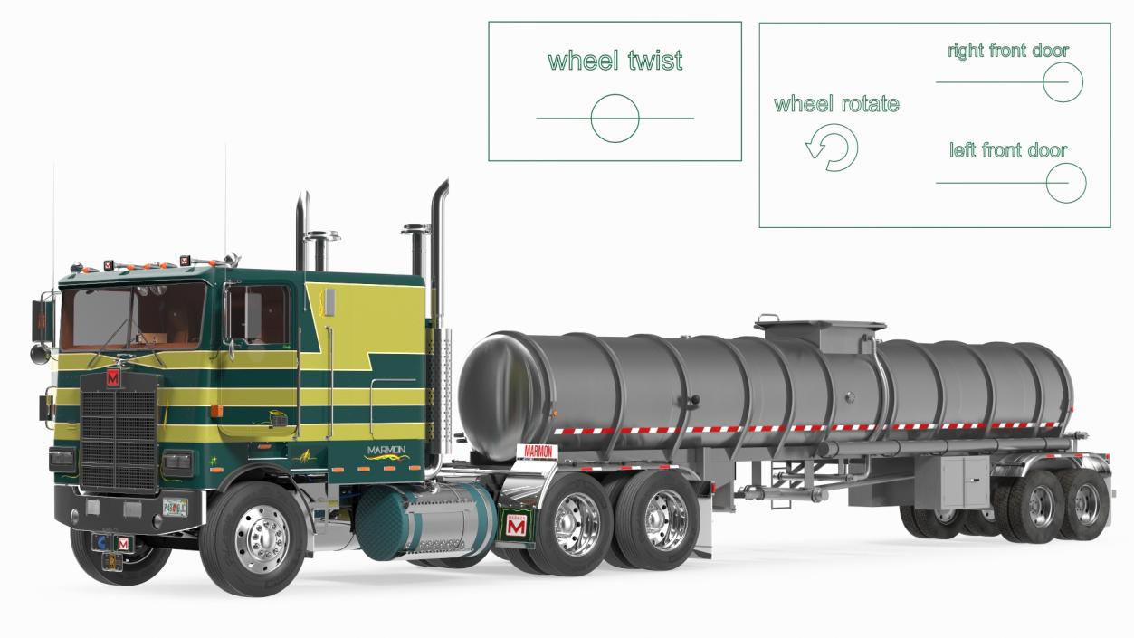 Marmon Truck with Tanker Trailer Rigged 3D model