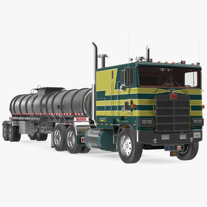 Marmon Truck with Tanker Trailer Rigged 3D model