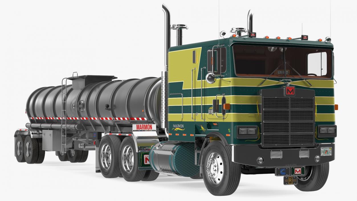 Marmon Truck with Tanker Trailer Rigged 3D model