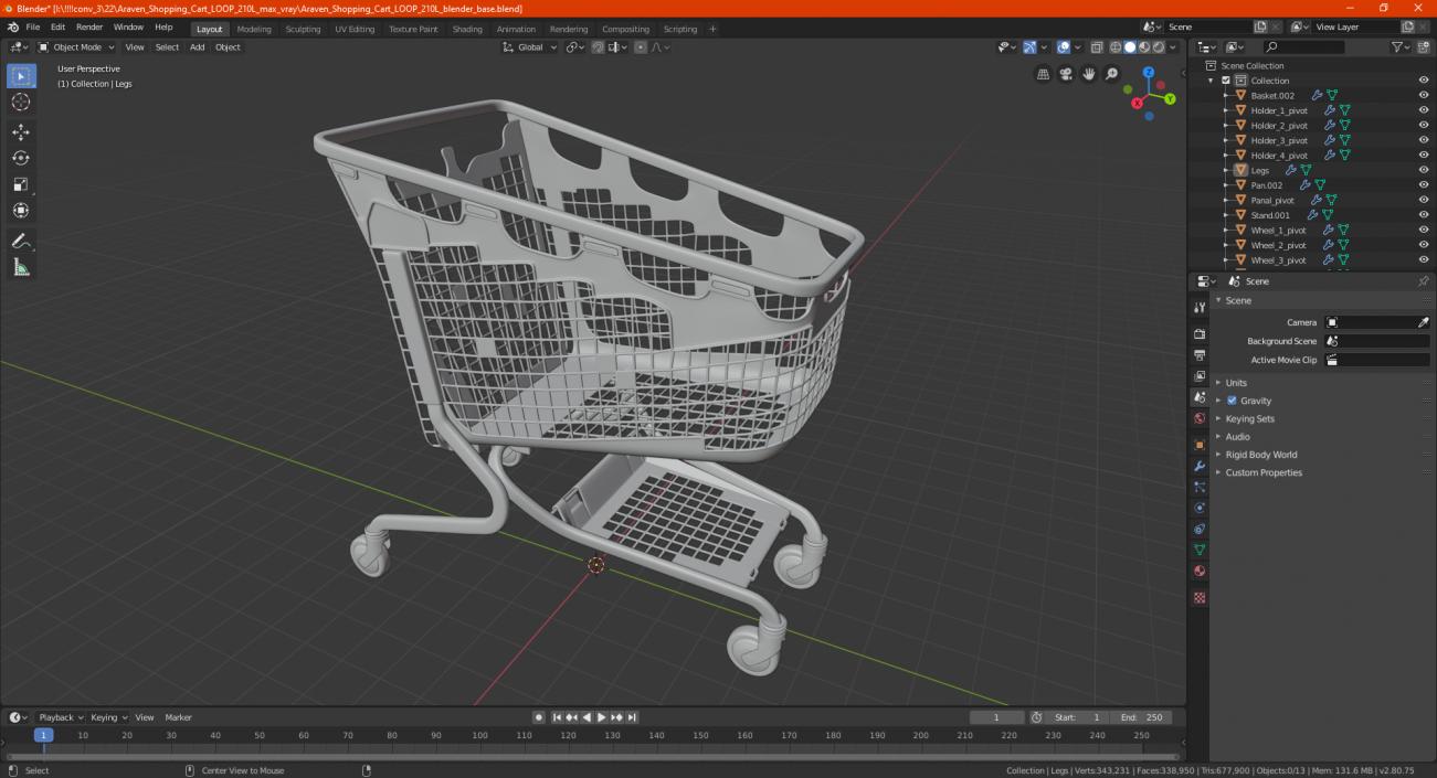 3D model Araven Shopping Cart LOOP 210L