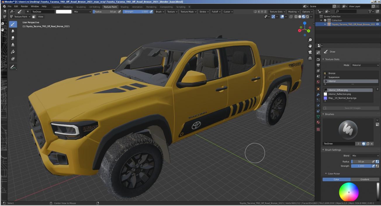 3D Toyota Tacoma TRD Off Road Bronze 2021 model