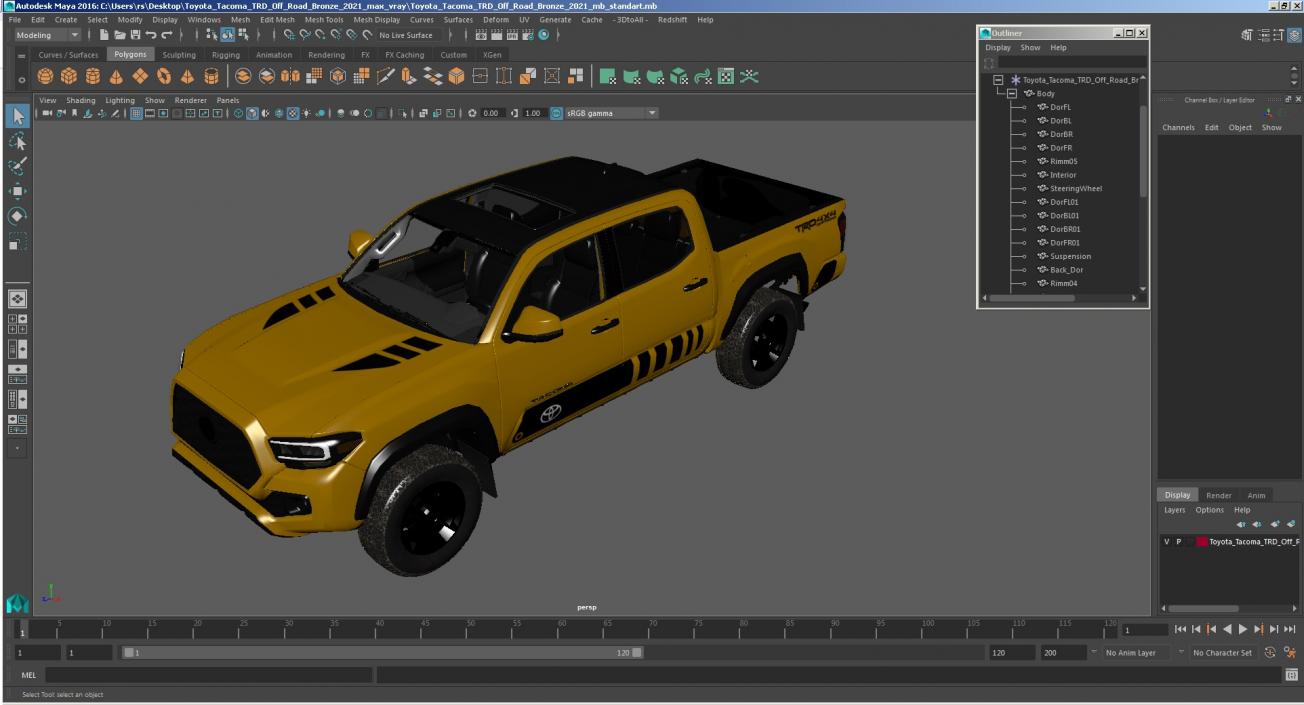 3D Toyota Tacoma TRD Off Road Bronze 2021 model