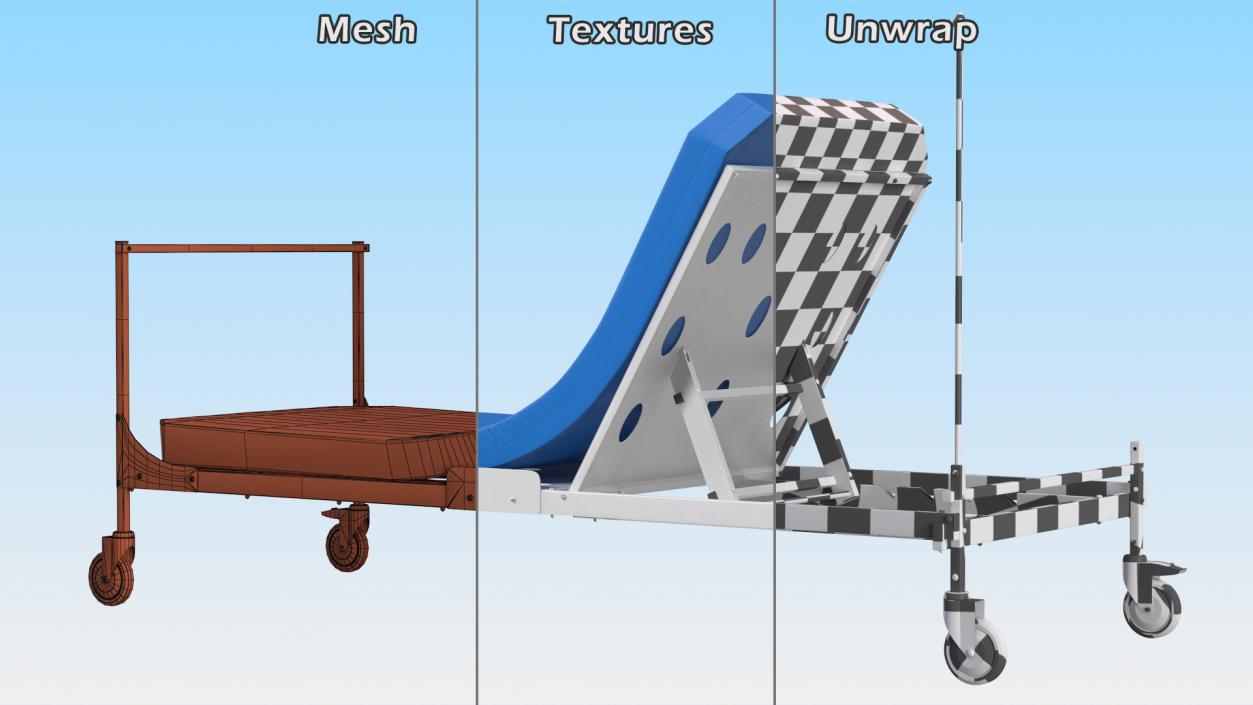 Stryker Emergency Relief Bed 60 Degrees 3D model