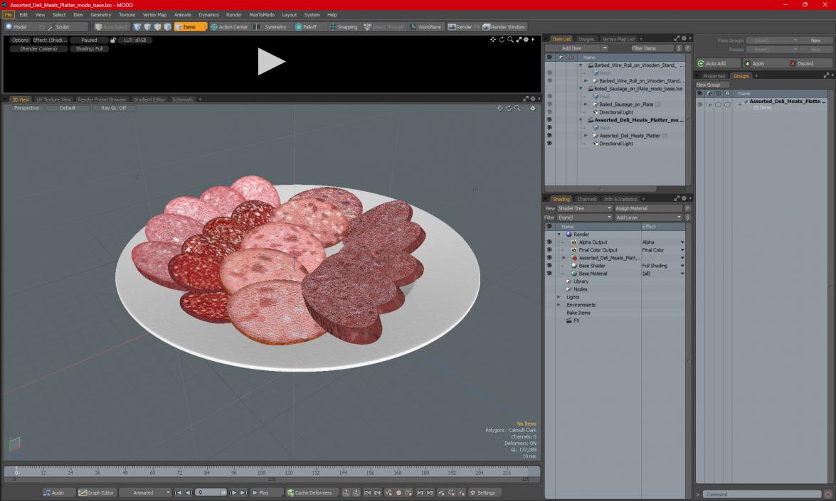 Assorted Deli Meats Platter 3D