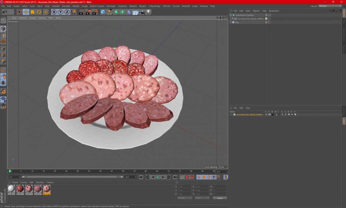 Assorted Deli Meats Platter 3D