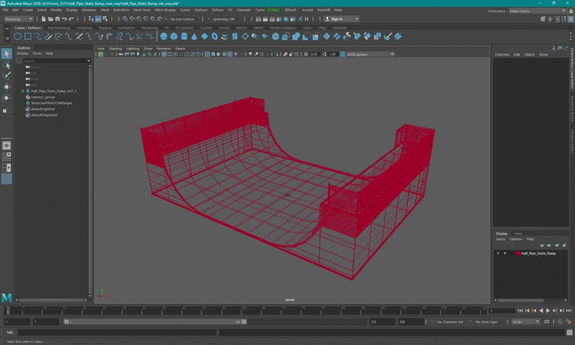 3D Halfpipe Skatepark Ramp model