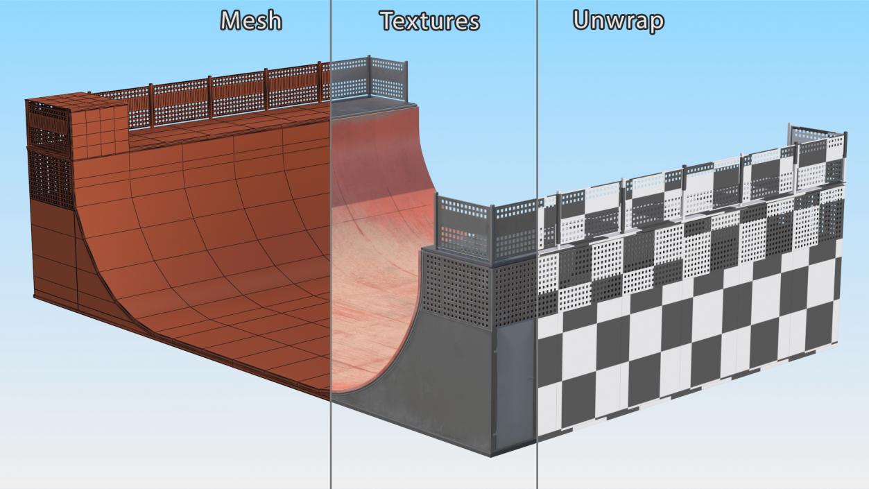 3D Halfpipe Skatepark Ramp model