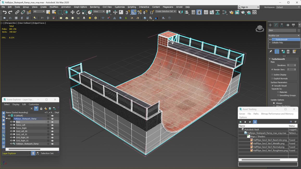 3D Halfpipe Skatepark Ramp model