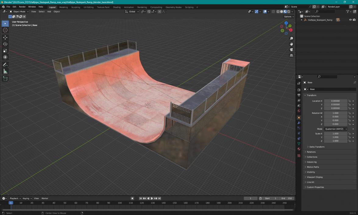 3D Halfpipe Skatepark Ramp model