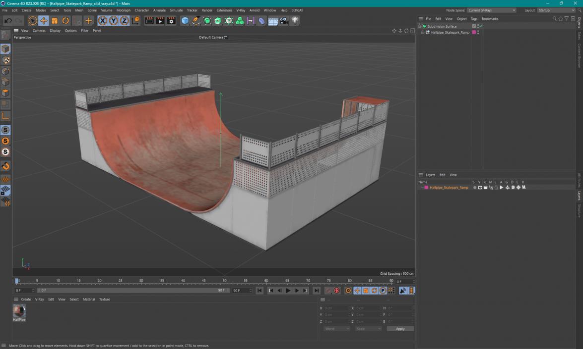 3D Halfpipe Skatepark Ramp model