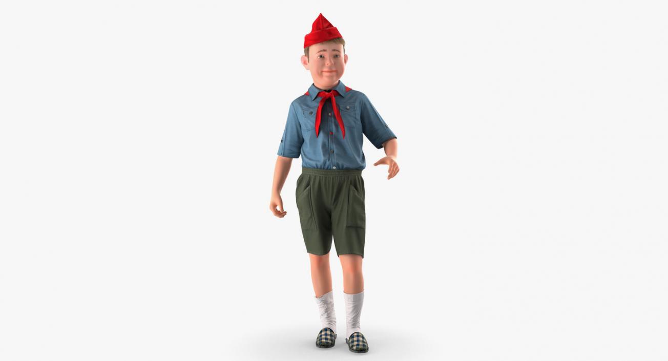 3D model Pioneer Child Boy Standing Pose Fur