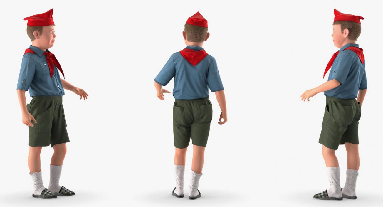 3D model Pioneer Child Boy Standing Pose Fur