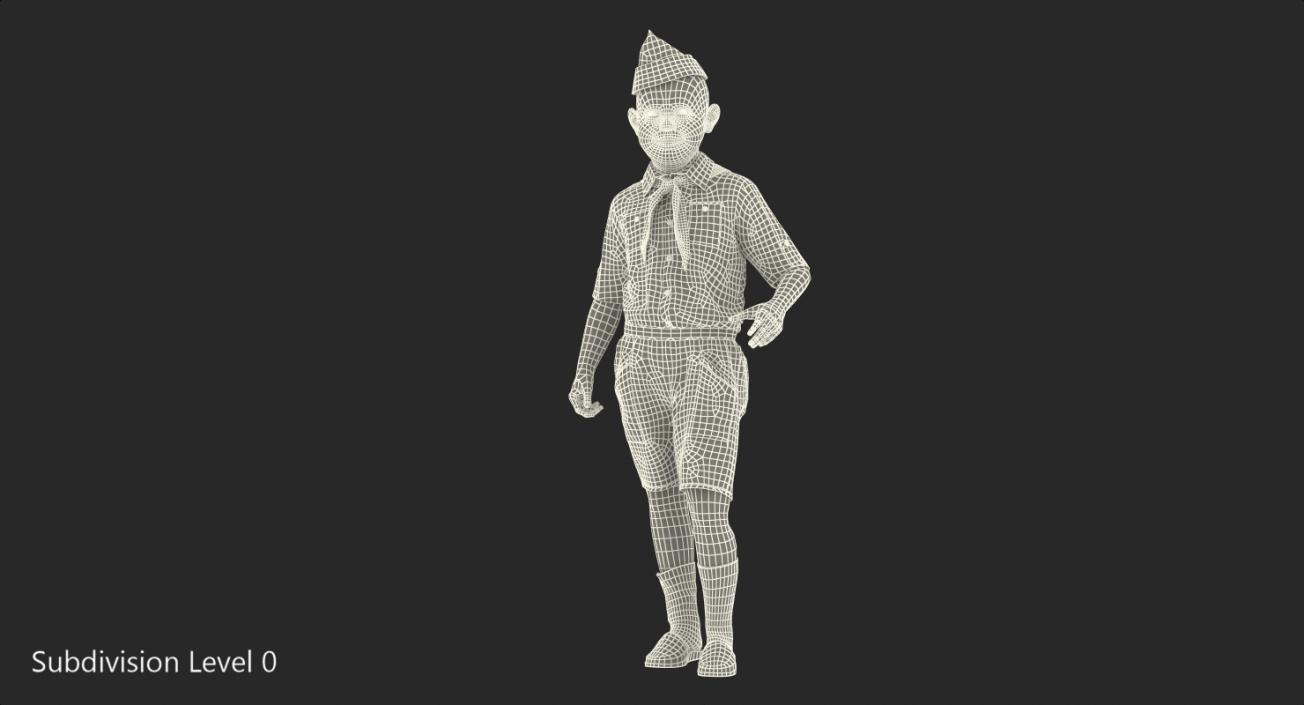 3D model Pioneer Child Boy Standing Pose Fur