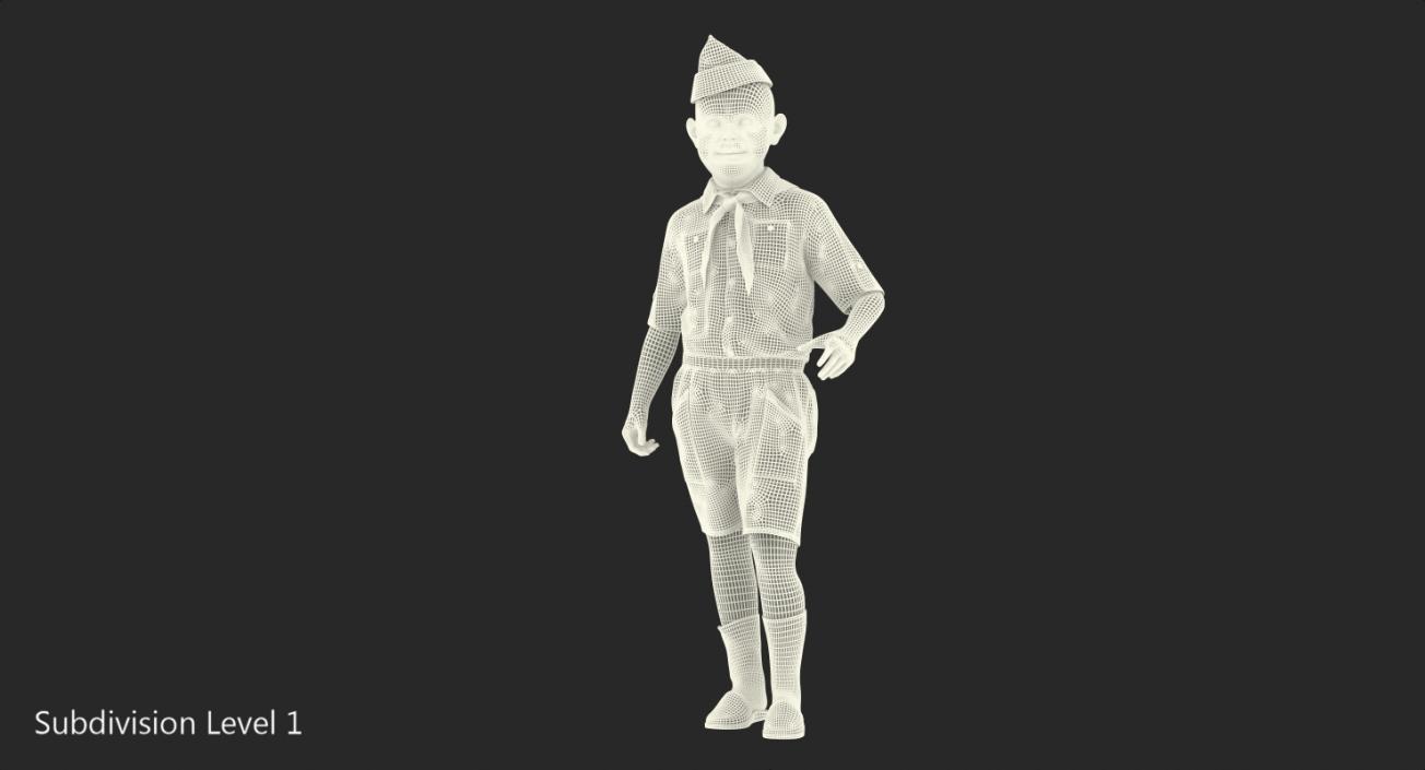 3D model Pioneer Child Boy Standing Pose Fur