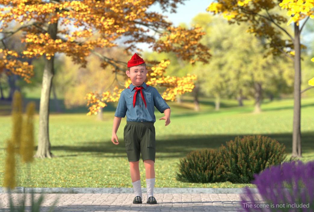 3D model Pioneer Child Boy Standing Pose Fur