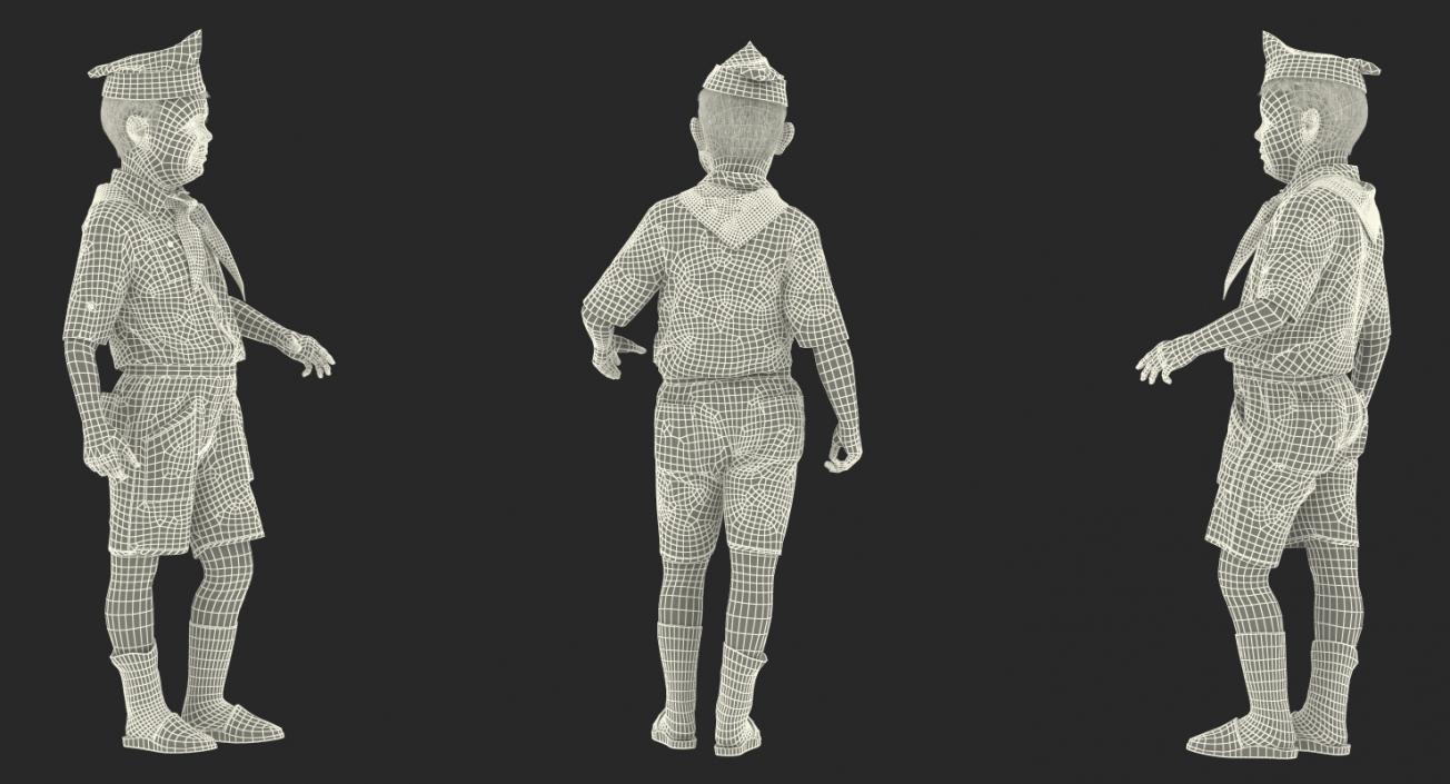 3D model Pioneer Child Boy Standing Pose Fur