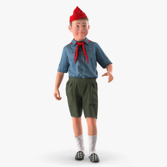 3D model Pioneer Child Boy Standing Pose Fur