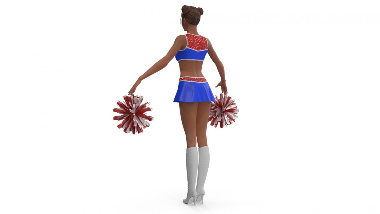 Caucasian Female Dancer with Pom-poms T-pose 3D model