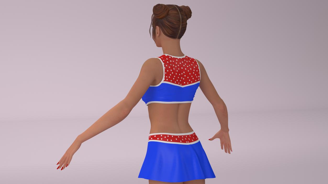 Caucasian Female Dancer with Pom-poms T-pose 3D model