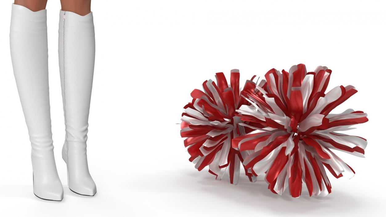 Caucasian Female Dancer with Pom-poms T-pose 3D model