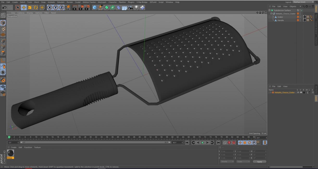 Metallic Cheese Grater 3D