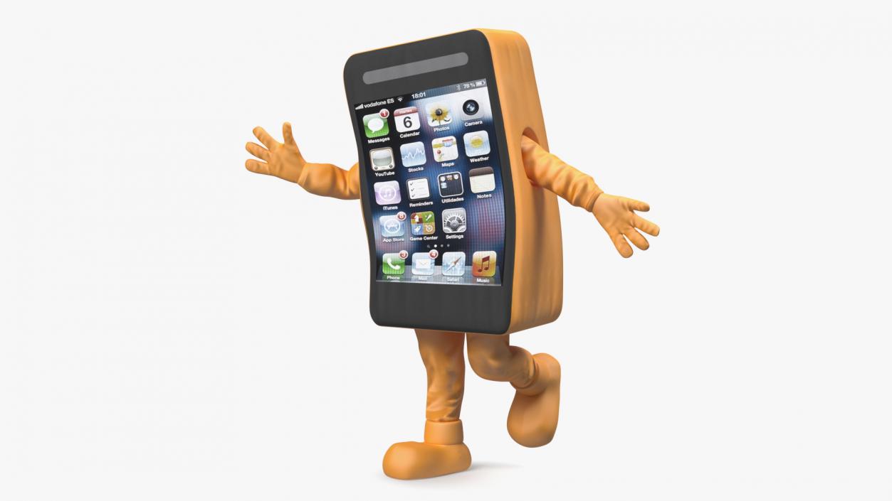 Rigged Cell Phone Mascot Costumes Collection 3D model