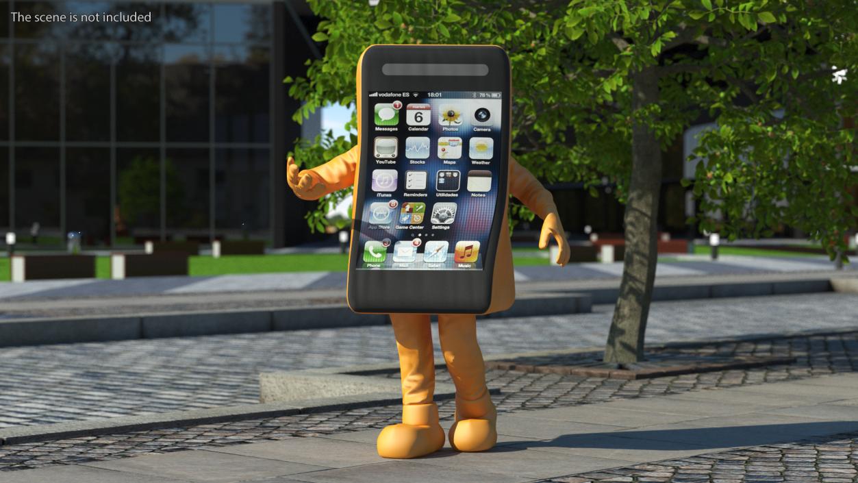 Rigged Cell Phone Mascot Costumes Collection 3D model