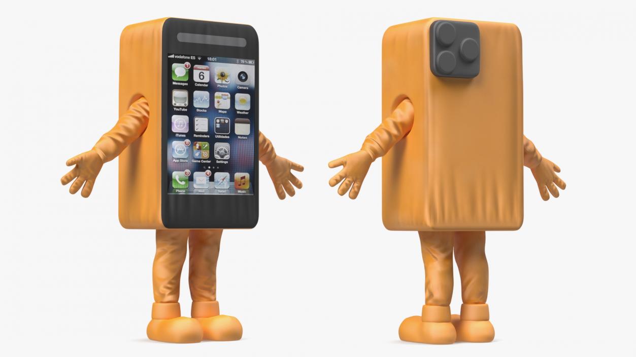 Rigged Cell Phone Mascot Costumes Collection 3D model