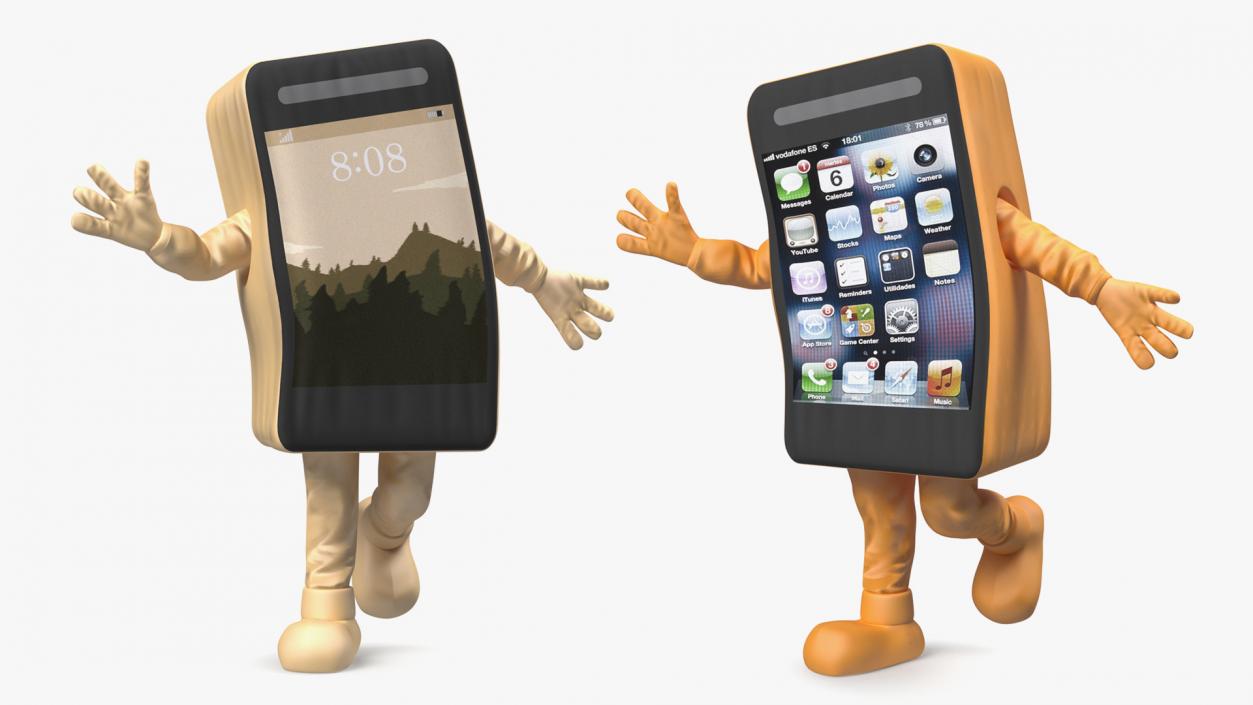 Rigged Cell Phone Mascot Costumes Collection 3D model