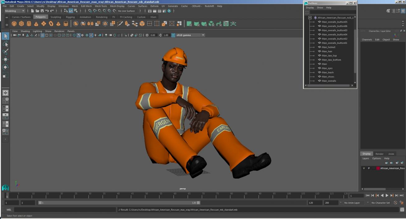 African American Rescuer 3D model