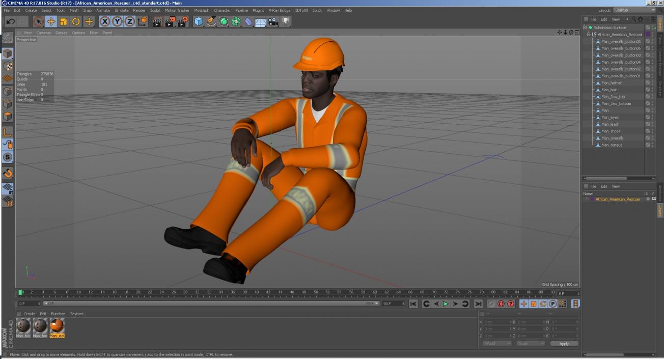 African American Rescuer 3D model