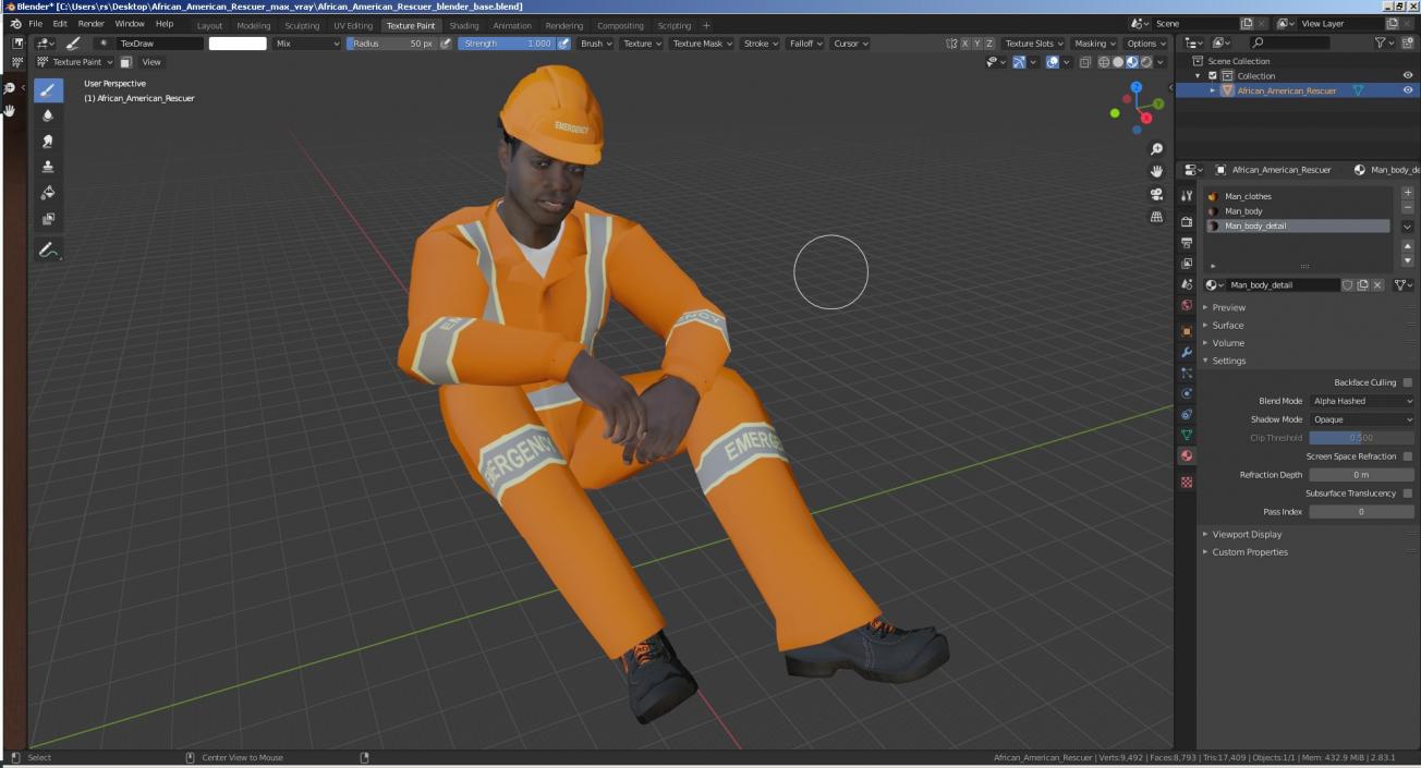 African American Rescuer 3D model